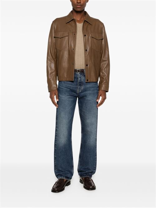 Giacca uomo Emporio Armani in pelle color caffè EMPORIO ARMANI | EM005475AF24823U6197